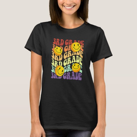 T-shirt hello 3rd third grade teacher Back To School Retro (Devant)