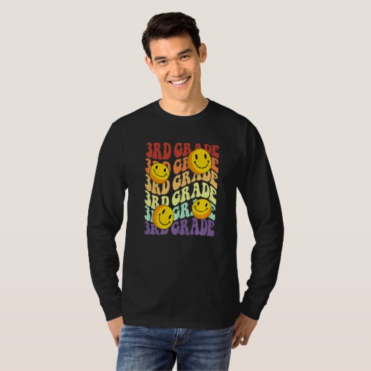 T-shirt hello 3rd third grade teacher Back To School Retro (Devant entier)