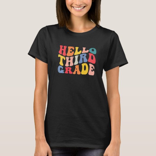 T-shirt hello 3rd third grade teacher Back To School Retro (Devant)