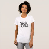 T-shirt Hello 50 Leopard Print Queen 50th Birthday Tee (Devant entier)