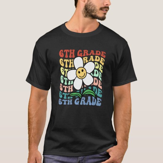 T-shirt Hello 6th Sixth Grade Teacher Back To School Retro (Devant)