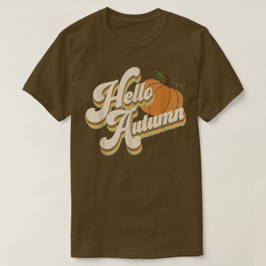 T-shirt Hello Autumn Pumpkin Fall Cute Fun Retro (Design devant)