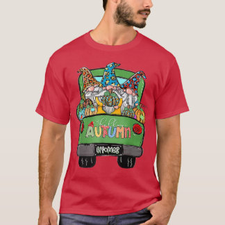 T-shirt Hello Autumn Truck Gnomes Pumpkin Fall Leaves Than