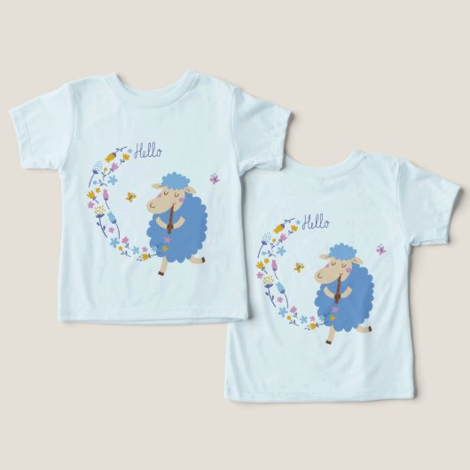 T-Shirt Hello Blue Sheep Enfants (Design Recto & Verso)