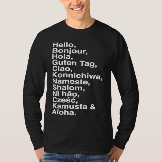 T-shirt Hello, Bonjour, Hola, Ciao, Aloha for Language 's (Devant)