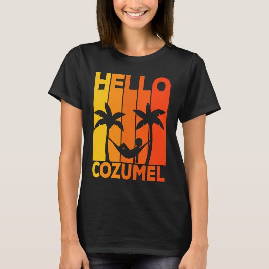 T-shirt Hello Cozumel Island Vacation Sunset (Devant)