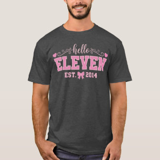 T-shirt Hello Eleven Est 2014 Coquette Bow 11th Birthday G