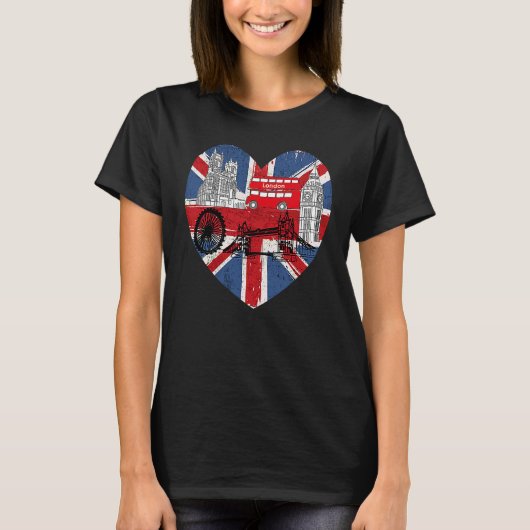 T-shirt Hello England I Love London English Flag Heart Eng (Devant)
