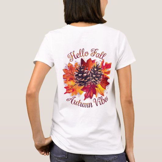 T-shirt Hello Fall, Autumn Vibes (Dos)