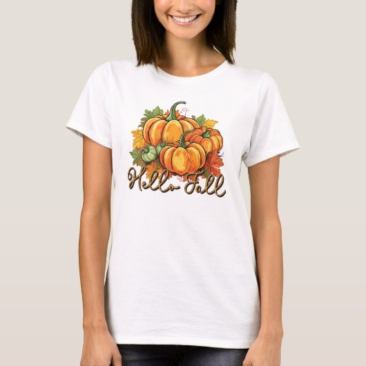 T-shirt Hello Fall - Cosy Citrouille Patch (Devant)