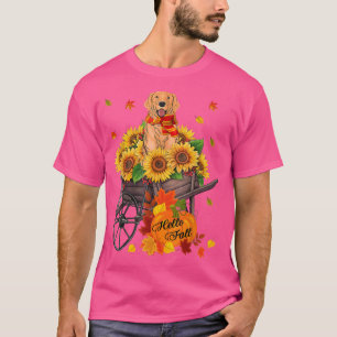 T-shirt Hello Fall Golden Retriever Dog In Sunflowers Leav