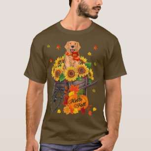 T-shirt Hello Fall Golden Retriever Dog In Sunflowers Leav