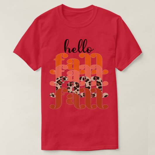 T-shirt Hello Fall Leopard Retro Fall Autumn Pumkin Women (Design devant)