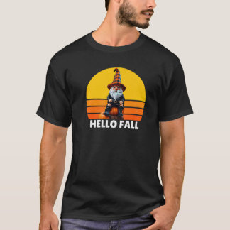 T-shirt Hello Fall Pumpkin Plaid Truck Gnomes For Hallowee