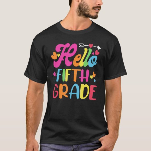 T-shirt Hello Fifth 5th Grade Cute Back to School 5th Grad (Devant)