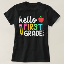 Hello First Grade Teacher Coquette Pencil Bow