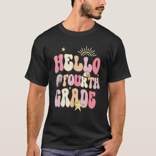T-shirt Hello Fourth Grade Groovy Back To School Teacher S (Devant)