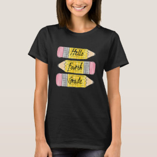 T-shirt Hello Fourth Grade Pencil Back To School Teacher S