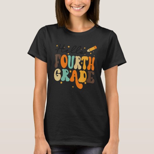 T-SHIRT HELLO FOURTH GRADE TEACHER  KIDS BACK TO SCHOOL RE (Devant)