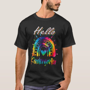 T-shirt Hello Kindergarten Rainbow Tie Dye Retour À L'Écol