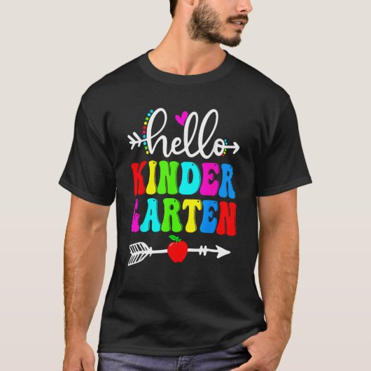 T-shirt Hello Kindergarten Teacher Student Team Happy Back (Devant)