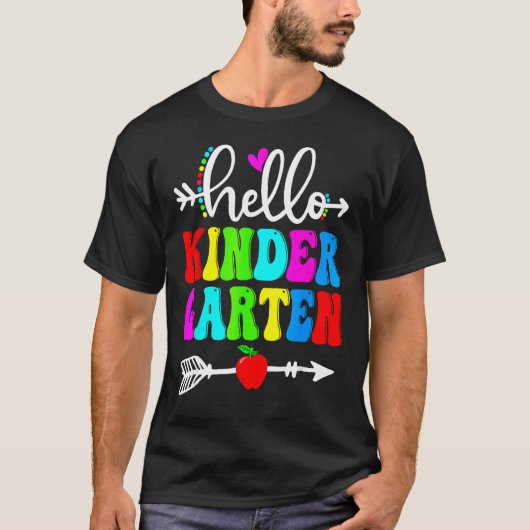 T-shirt Hello Kindergarten Teacher Student Team Happy Back (Devant)