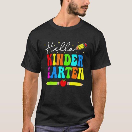 T-shirt Hello Kindergarten Teacher Student Team Happy Back (Devant)