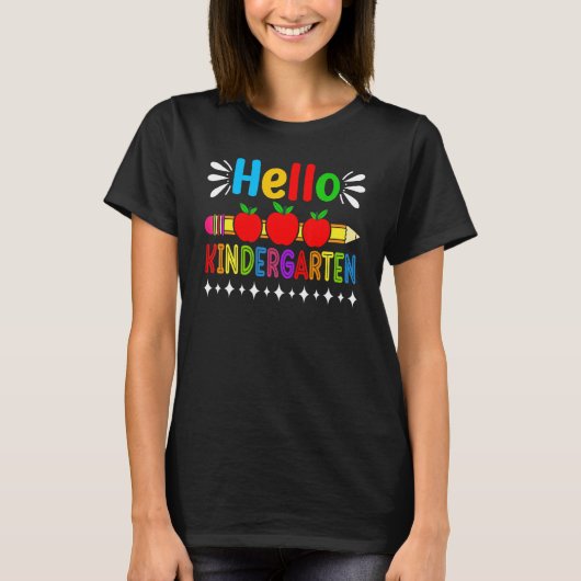 T-shirt Hello Kindergarten Team Kinder Back To School Squa (Devant)
