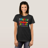 T-shirt Hello Kindergarten Team Kinder Back To School Squa (Devant entier)