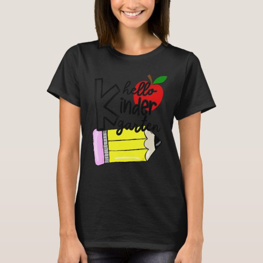 T-shirt Hello Kindergarten Team Kinder Back To School Teac (Devant)