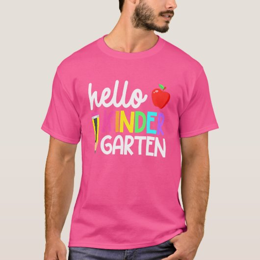 T-shirt Hello Kindergarten Team Kinder Back To School Teac (Devant)