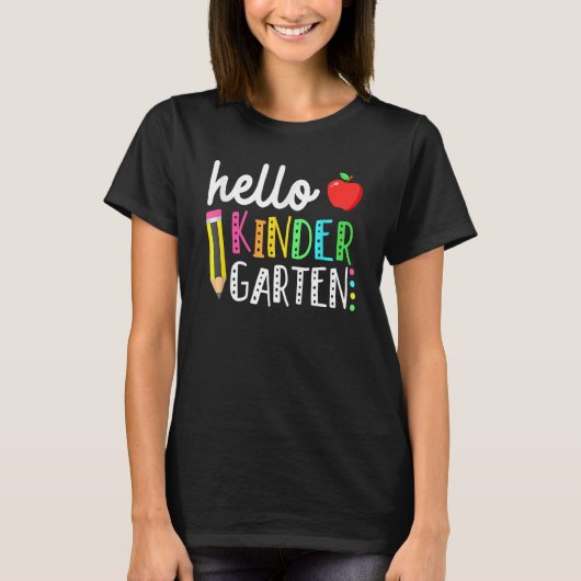 T-shirt Hello Kindergarten Team Kinder Back To School Teac (Devant)