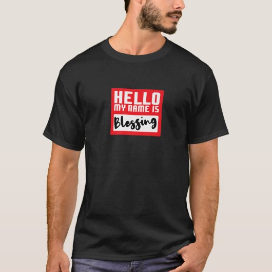 T-shirt Hello My Name is Blessing in Disguise Funny Hallow (Devant)
