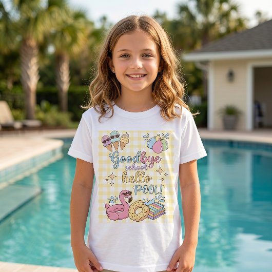 T-Shirt Hello Pool Party Jaune Caro