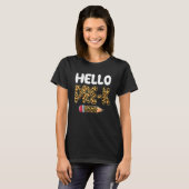 T-shirt Hello Pre K Back To School First Day Leopard Teach (Devant entier)
