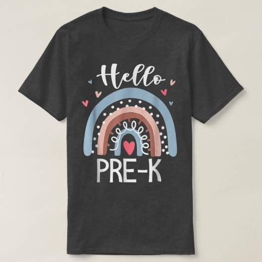 T-shirt Hello Pre K Funny Boho Rainbow Back To School  (Design devant)