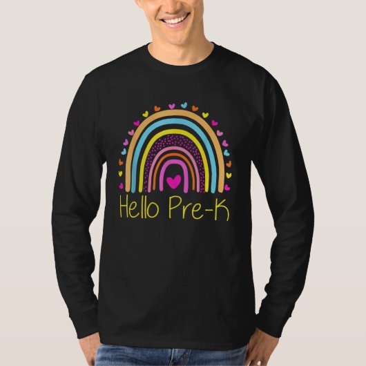 T-shirt Hello Pre K Rainbow Team Hello Preschool Rocks Squ (Devant)
