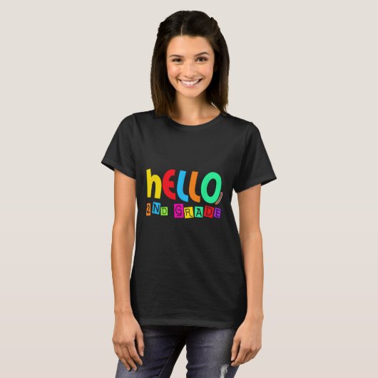 T-shirt Hello Second 2nd Grade Back To School For Student  (Devant entier)