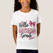 T-Shirt Hello Second Grade Coquette Bow Back To School (Devant)