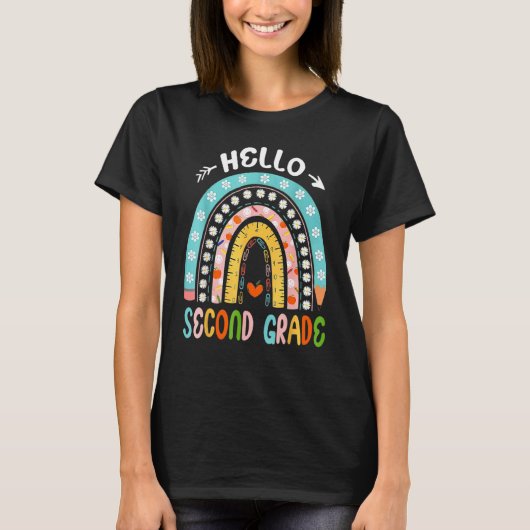 T-shirt Hello Second Grade Rainbow Teacher Team 2nd Grade  (Devant)