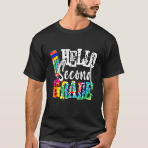 T-shirt Hello Second Grade Tie Dye 2e Grade Retour À L'Éco
