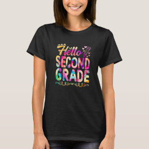 T-shirt Hello Second Grade Tie Dye Premier Jour Mignonne R