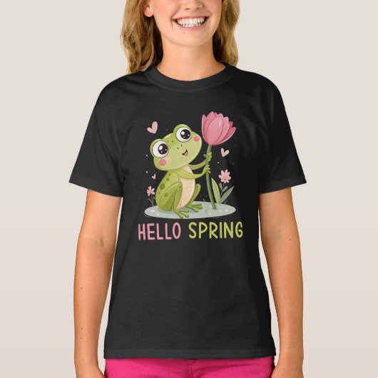 T-shirt Hello Spring Frog, Nature Lover (Devant)