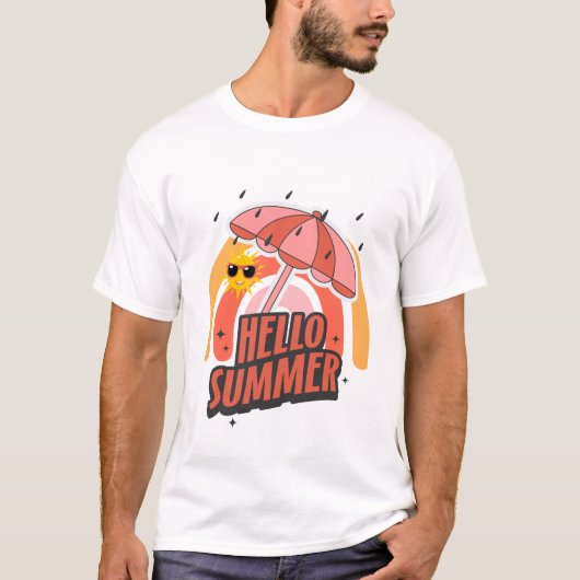 T-shirt Hello Summer – Bright & Fun Design (Devant)