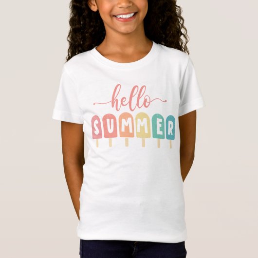 T-Shirt "Hello Summer" Cadeau de vacances Pastel (Devant)
