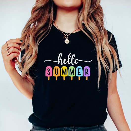 T-shirt Hello Summer Ice Pop; Bright & Fun Seasonal Women
