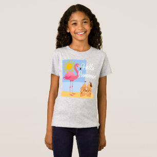 T-Shirt Hello Summer Pink Flamant rose Design - Toddler Fi