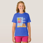T-shirt Hello Summer Pink Flamant rose Design - Toddler Fi (Devant entier)