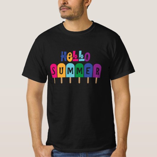 T-shirt Hello Summer Popsicles | Vacances d'été Cool (Devant)
