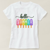 T-shirt Hello Summer Rainbow ; Fun Colorful Vacation (Design devant)